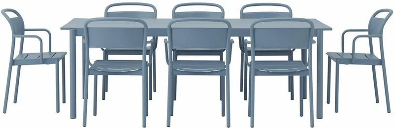 Table d'extérieur en acier bleu ciel 220 x 90 cm Linear - Muuto