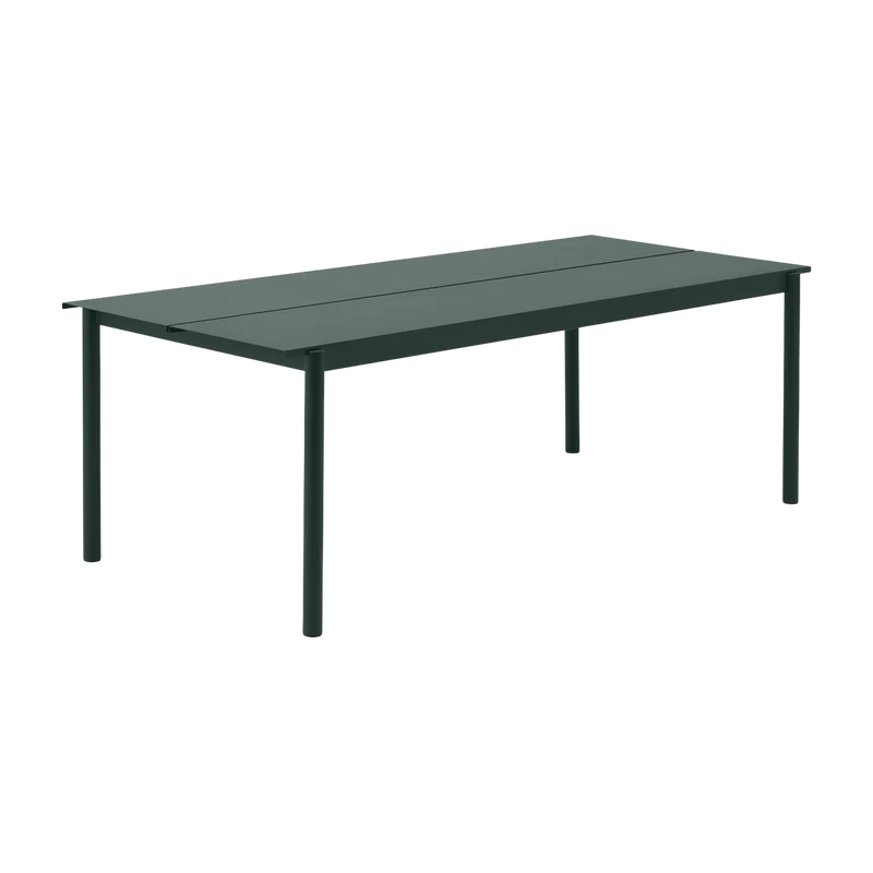 Table d'extérieur en acier vert foncé 220 x 90 cm Linear - Muuto