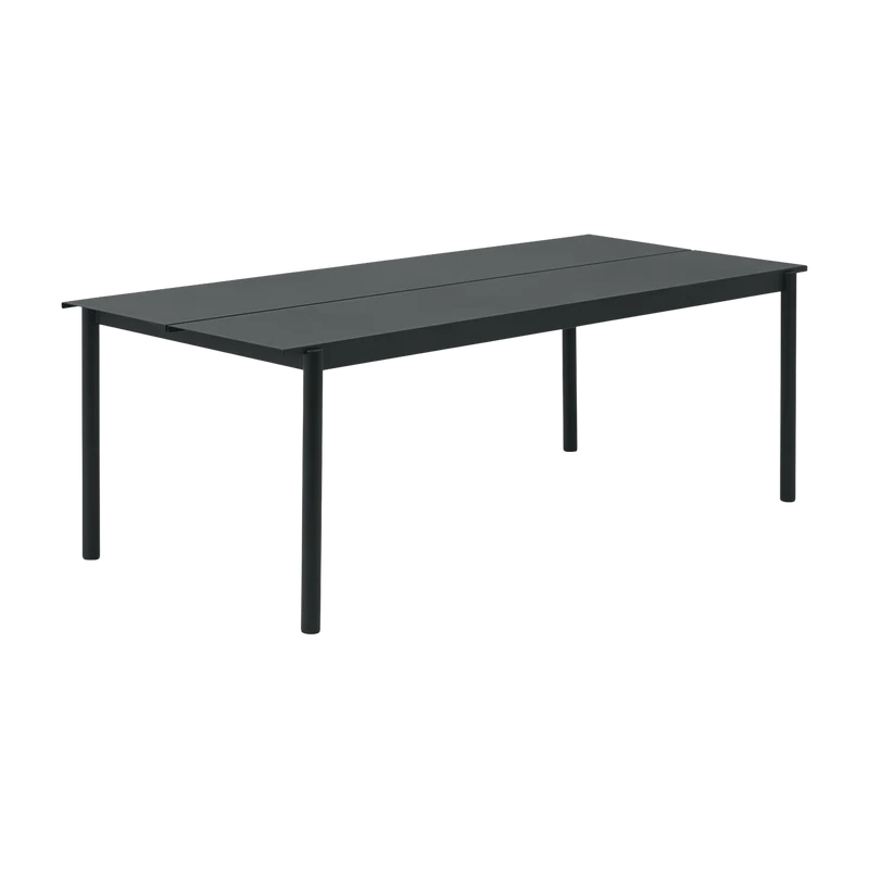Table d'extérieur en acier noir 220 x 90 cm Linear - Muuto