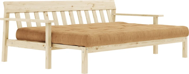 Canapé-lit en bois clair et tissu marron fudge Unwind - Karup Design