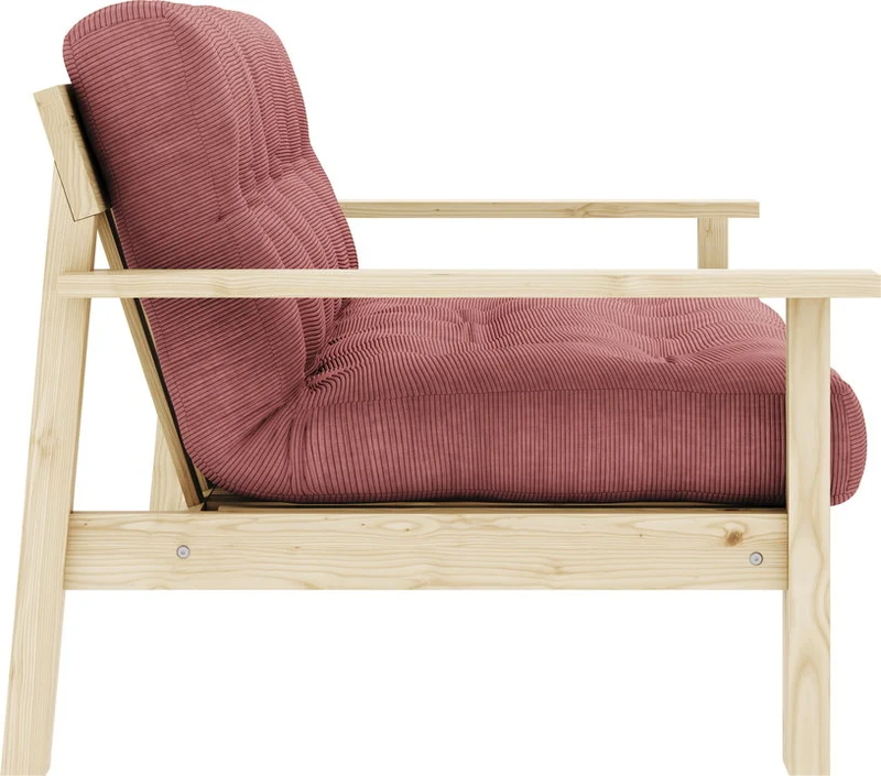 Canapé-lit en bois clair et tissu rose sorbet Unwind - Karup Design