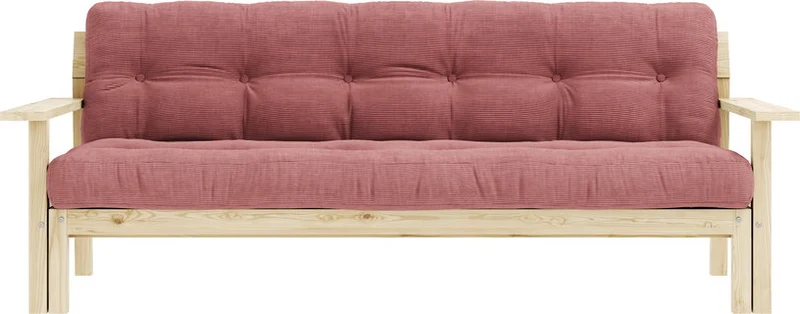Canapé-lit en bois clair et tissu rose sorbet Unwind - Karup Design