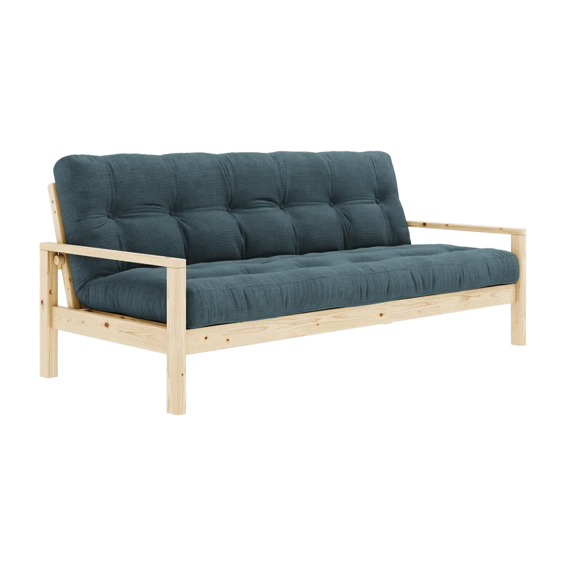 Canapé-lit en bois clair et velours côtelé bleu pale Knob - Karup Design