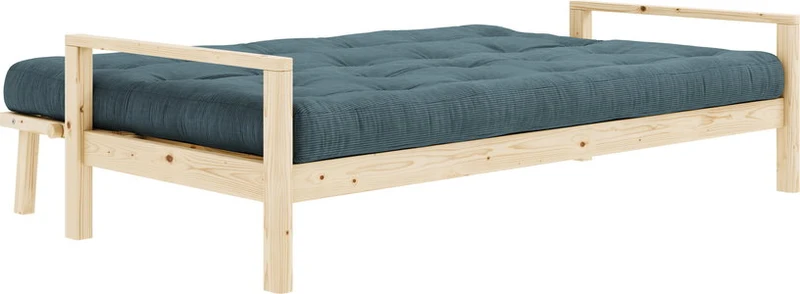 Canapé-lit en bois clair et velours côtelé bleu pale Knob - Karup Design