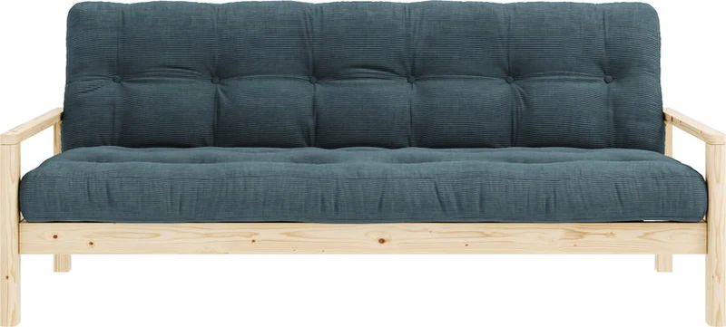 Canapé-lit en bois clair et velours côtelé bleu pale Knob - Karup Design