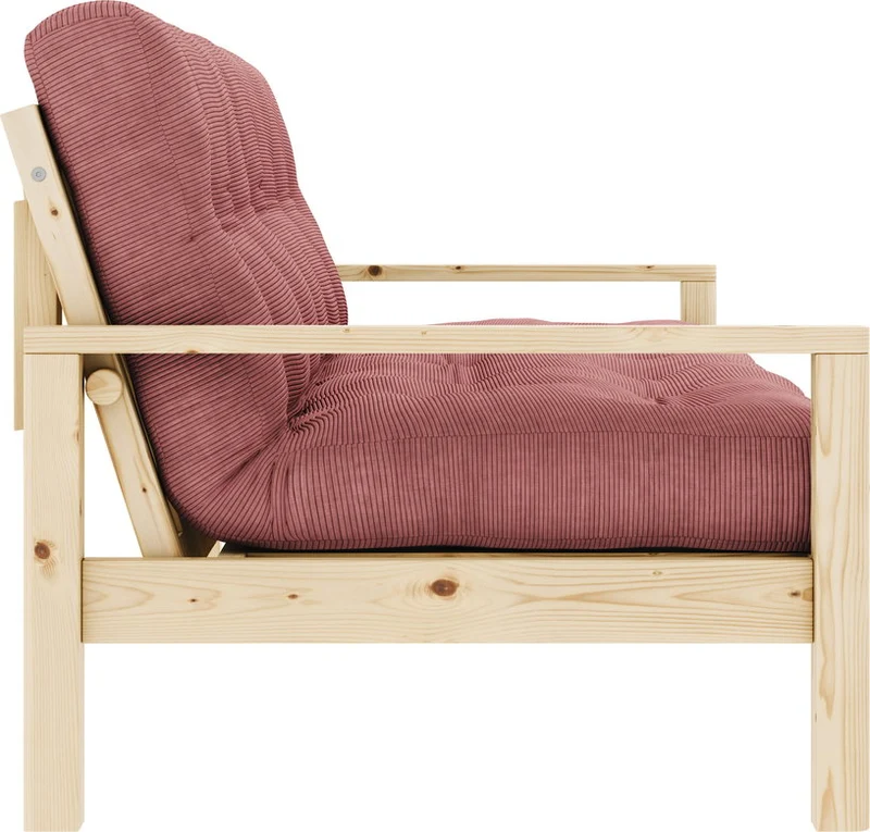 Canapé-lit en bois clair et velours côtelé rose sorbet Knob - Karup Design