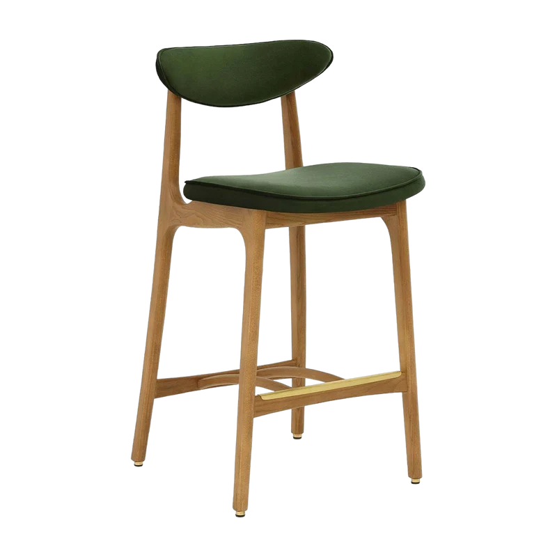 Chaise de bar en velours turtle et frêne naturel 90cm Série 200-190 - 366 Concept