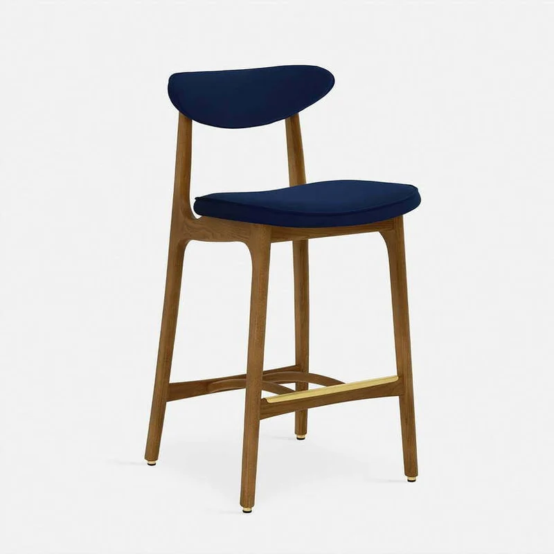 Chaise de bar en velours sierra et frêne naturel 90cm Série 200-190 - 366 Concept