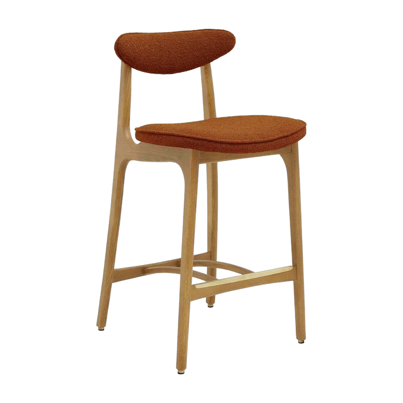 Chaise de bar en tissu bouclé sierra et frêne naturel 90cm Série 200-190 - 366 Concept