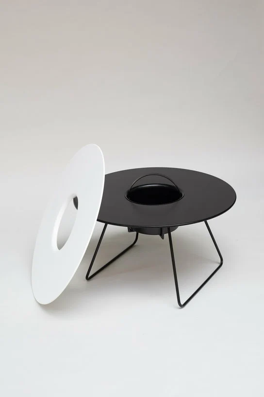 Table à cocktail ronde en acier noir et plateau blanc 75 cm N'ice - Cools Collection