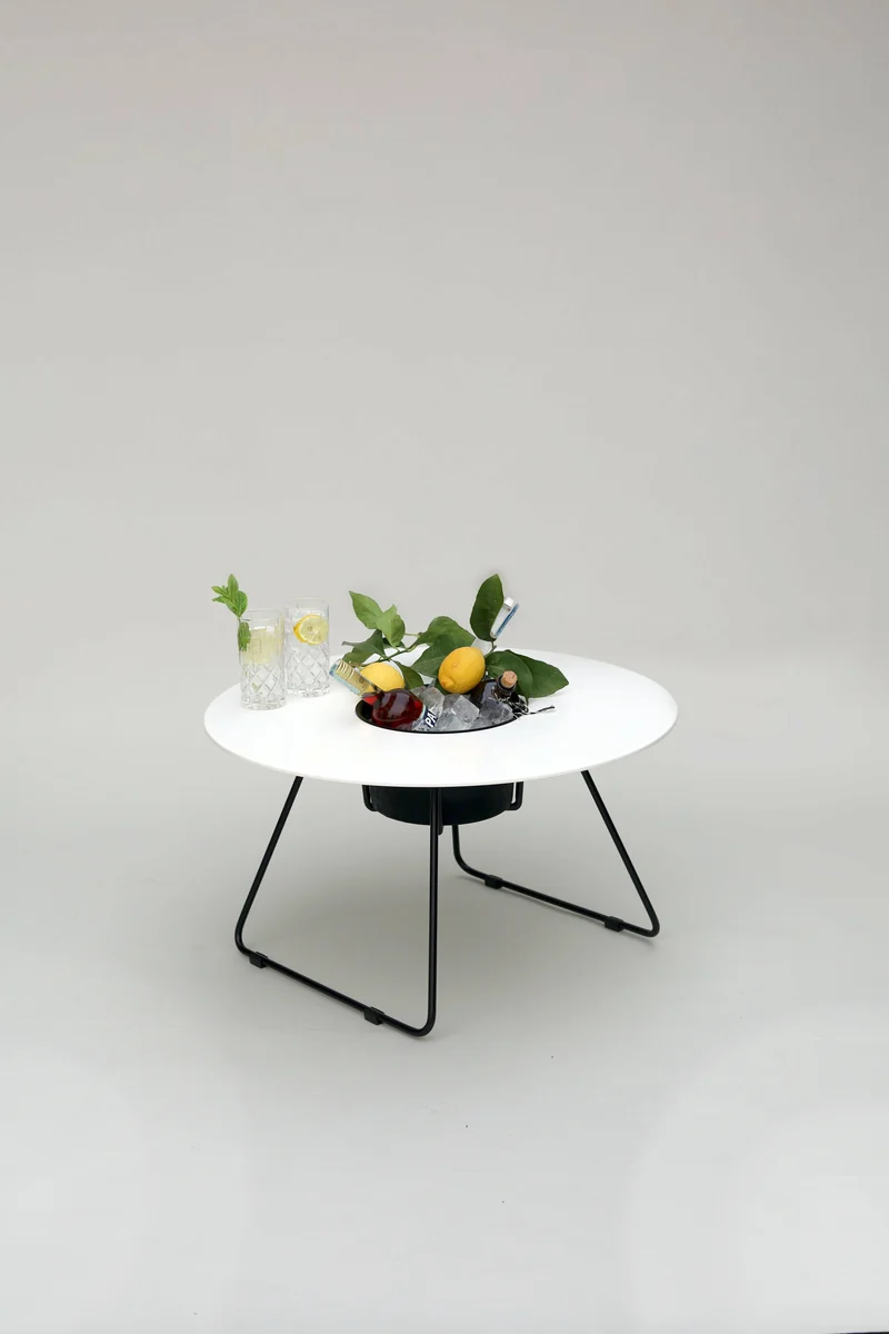 Table à cocktail ronde en acier noir et plateau blanc 75 cm N'ice - Cools Collection