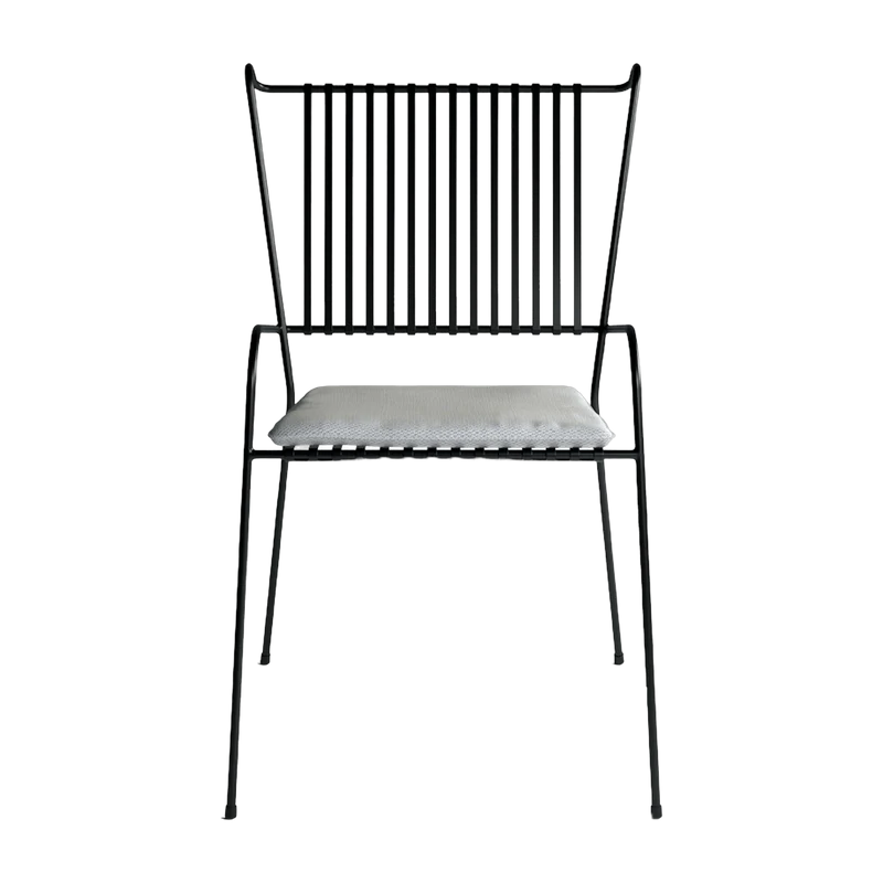 Chaise de jardin avec accoudoirs en acier noir et coussin beige Capri - Cools Collection