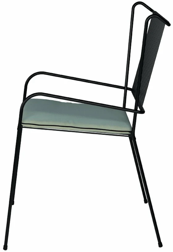Chaise de jardin avec accoudoirs en acier noir et coussin opal Capri - Cools Collection
