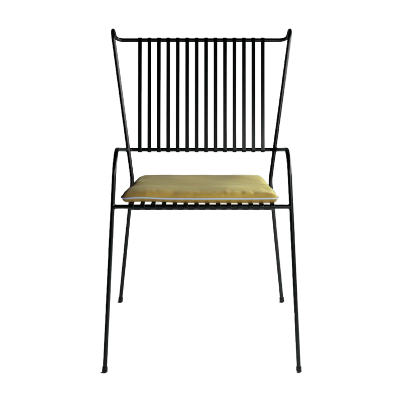 Chaise de jardin avec accoudoirs en acier noir et coussin jaune Capri - Cools Collection
