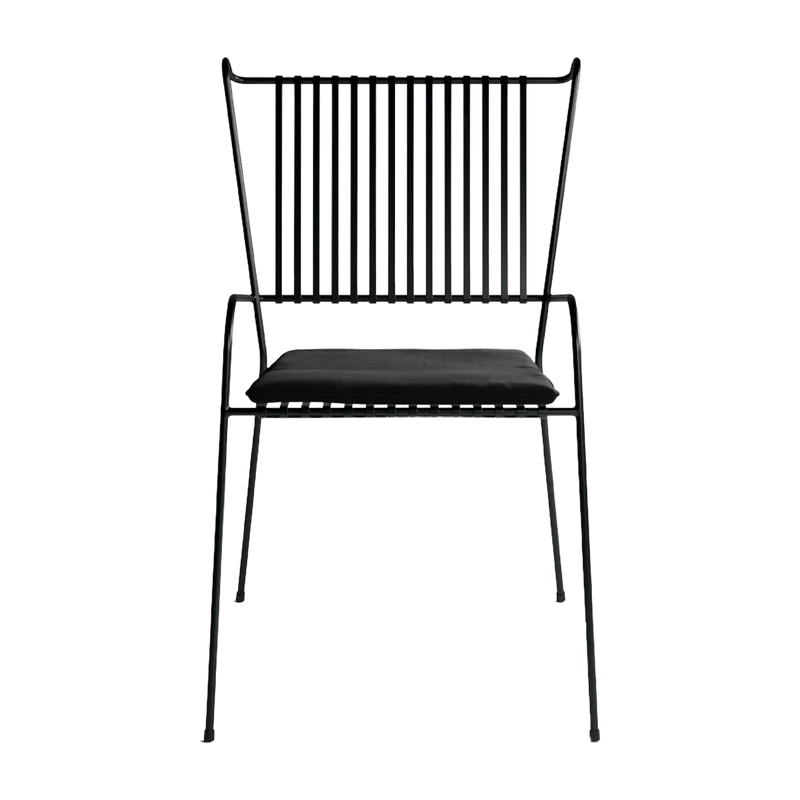 Chaise de jardin avec accoudoirs en acier et coussin noir Capri - Cools Collection