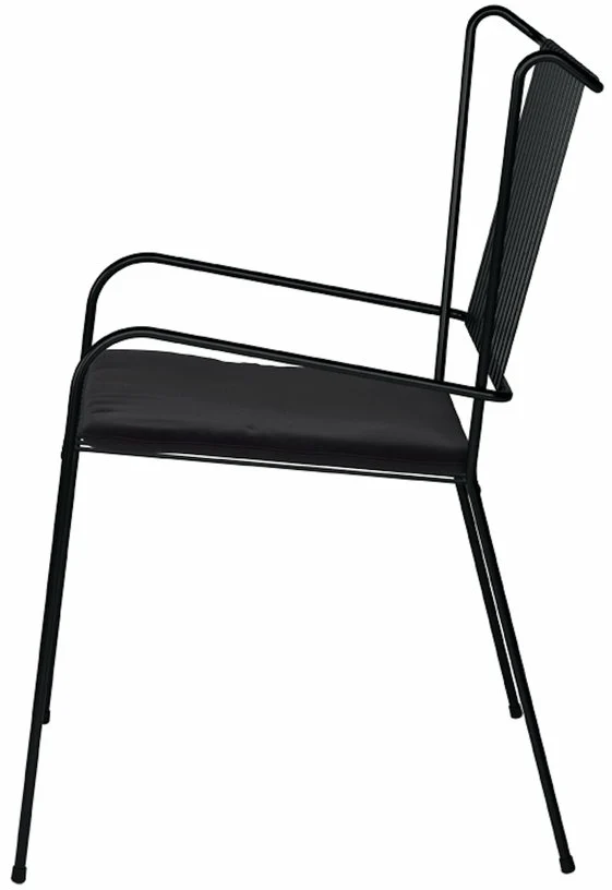 Chaise de jardin avec accoudoirs en acier et coussin noir Capri - Cools Collection