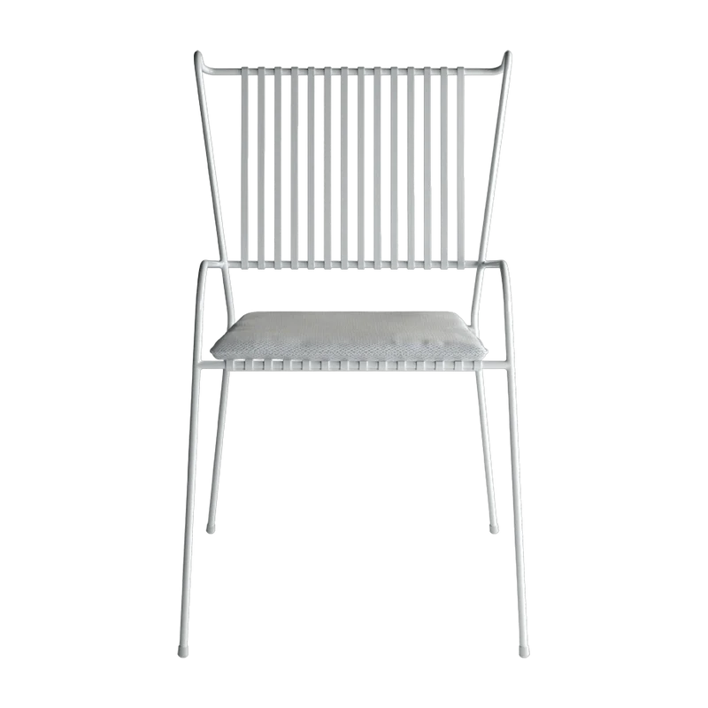 Chaise de jardin avec accoudoirs en acier blanc et coussin beige Capri - Cools Collection