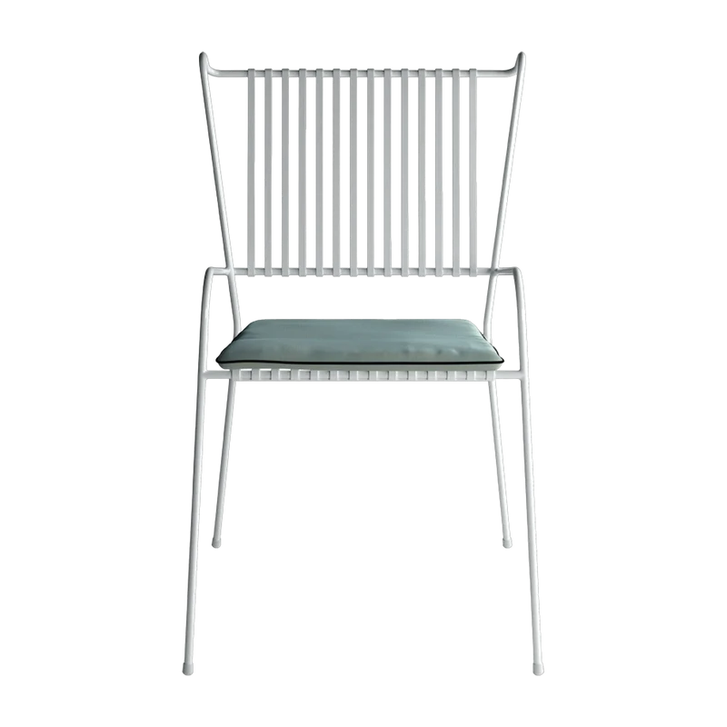 Chaise de jardin avec accoudoirs en acier blanc et coussin opale Capri - Cools Collection