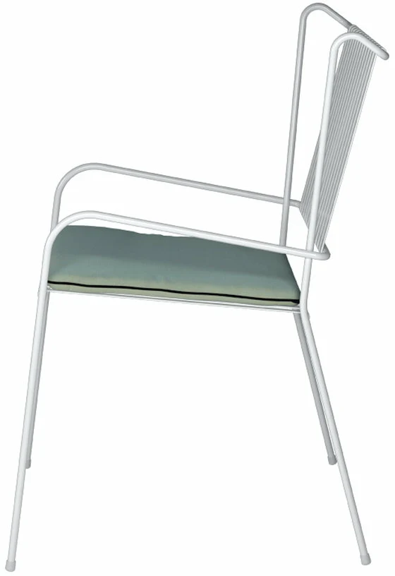 Chaise de jardin avec accoudoirs en acier blanc et coussin opale Capri - Cools Collection