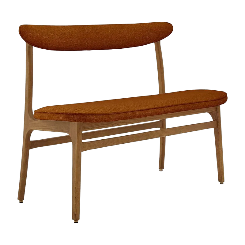 Banc en tissu bouclé sierra et bois de frêne foncé 52 cm bouclé Série 200-190 - 366 Concept