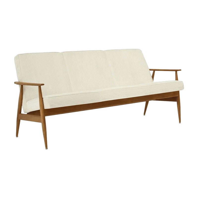 Canapé en tissu cord crème et frêne foncé 170 cm Fox - 366 Concept