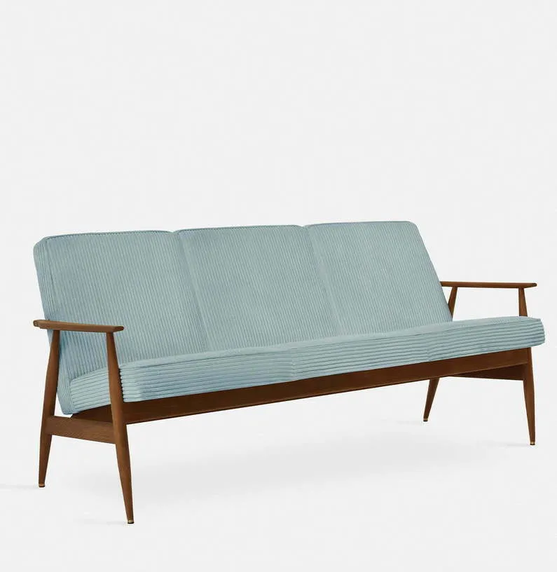 Canapé en tissu cord crème et frêne foncé 170 cm Fox - 366 Concept