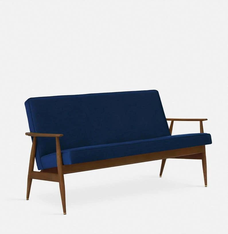Canapé en velours brillant moutarde et frêne foncé 155 cm Fox - 366 Concept