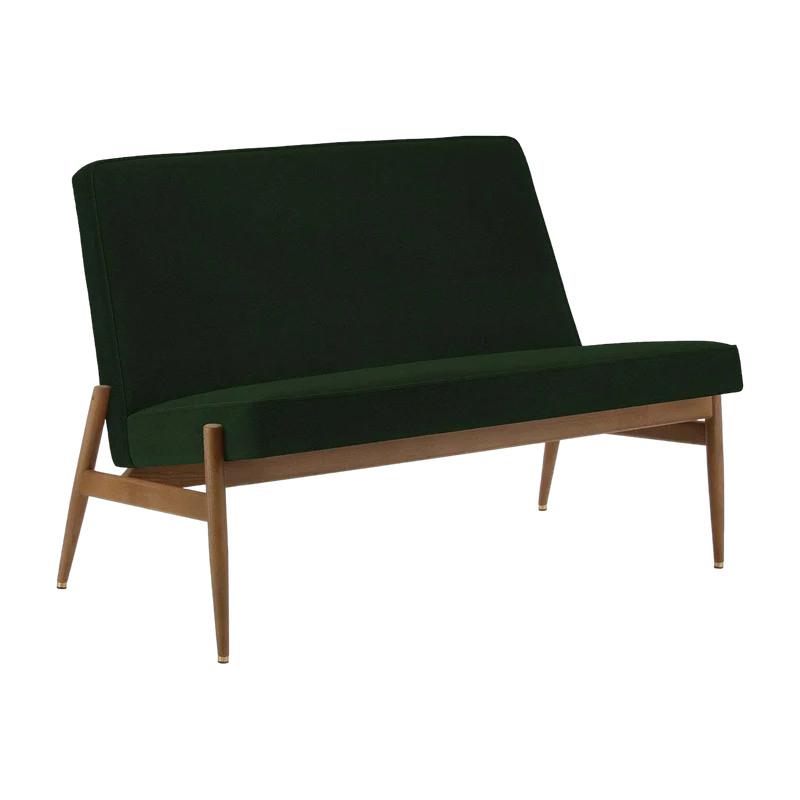 Canapé en velours vert bouteille et frêne foncé 112 cm Fox - 366 Concept