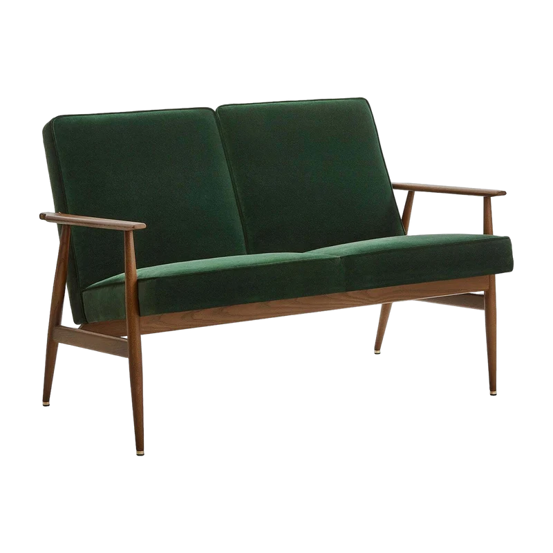 Canapé 2 places en velours vert bouteille et frêne foncé 120 cm Fox - 366 Concept