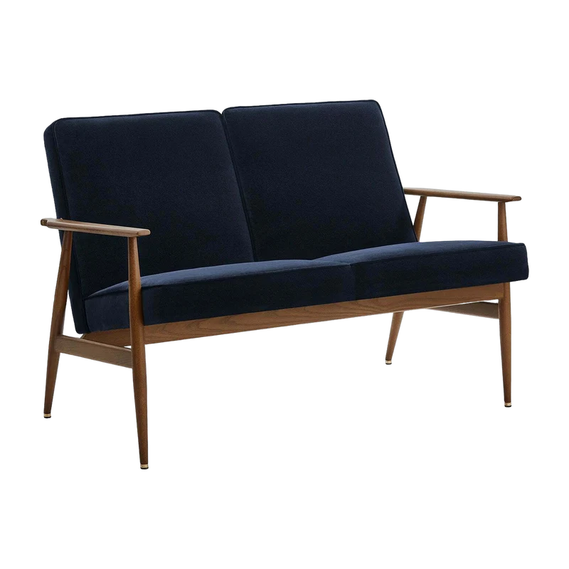 Canapé 2 places en velours indigo et frêne foncé 120 cm Fox - 366 Concept