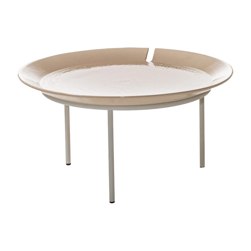 Table basse en millgres et acier crème Brise 54 - Gervasoni