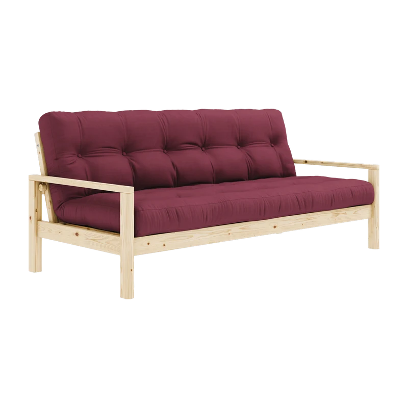 Canapé-lit en bois clair et tissu bordeaux Knob - Karup Design