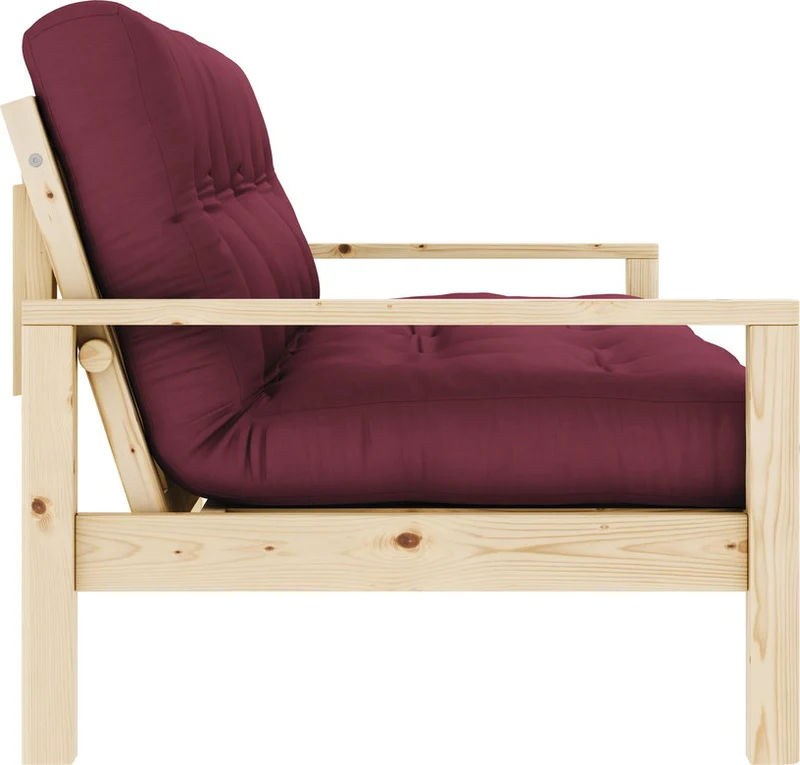 Canapé-lit en bois clair et tissu bordeaux Knob - Karup Design
