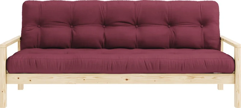 Canapé-lit en bois clair et tissu bordeaux Knob - Karup Design
