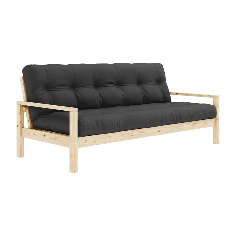 Canapé-lit en bois clair et tissu gris foncé Knob - Karup Design