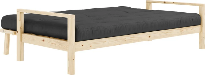 Canapé-lit en bois clair et tissu gris foncé Knob - Karup Design