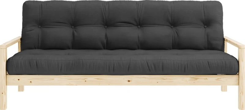 Canapé-lit en bois clair et tissu gris foncé Knob - Karup Design