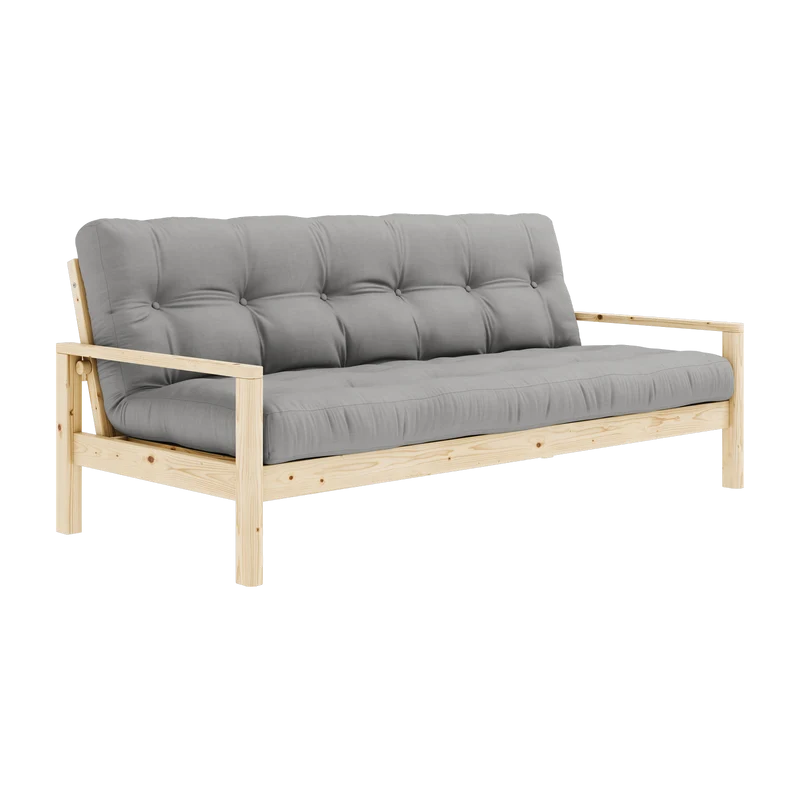 Canapé-lit en bois clair et tissu gris Knob - Karup Design