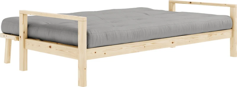 Canapé-lit en bois clair et tissu gris Knob - Karup Design