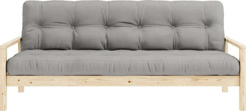Canapé-lit en bois clair et tissu gris Knob - Karup Design