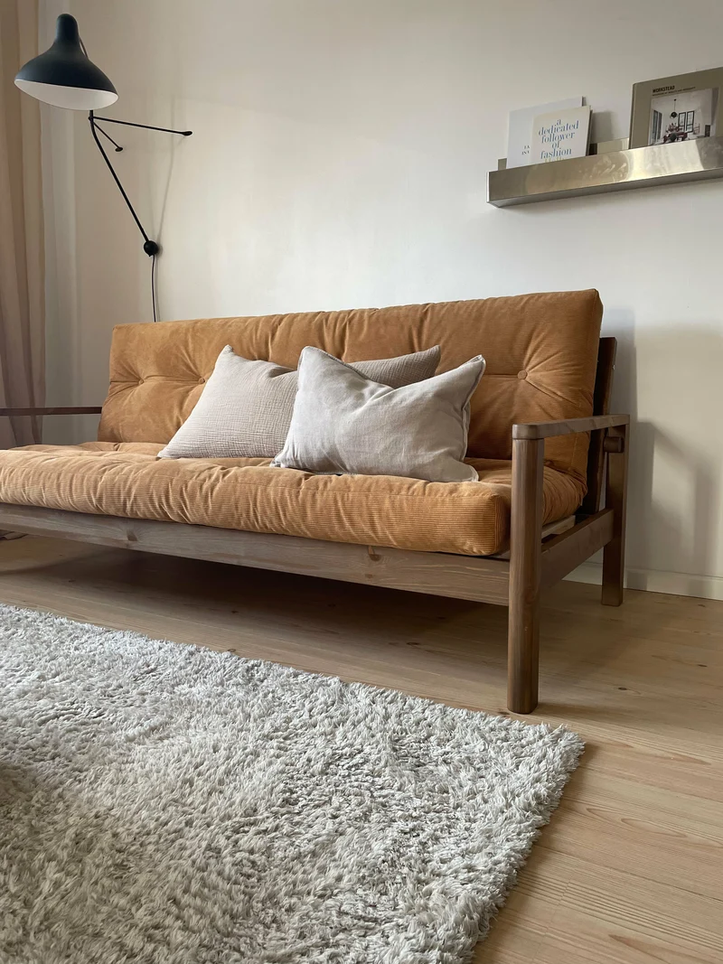 Canapé-lit en bois clair et tissu gris Knob - Karup Design