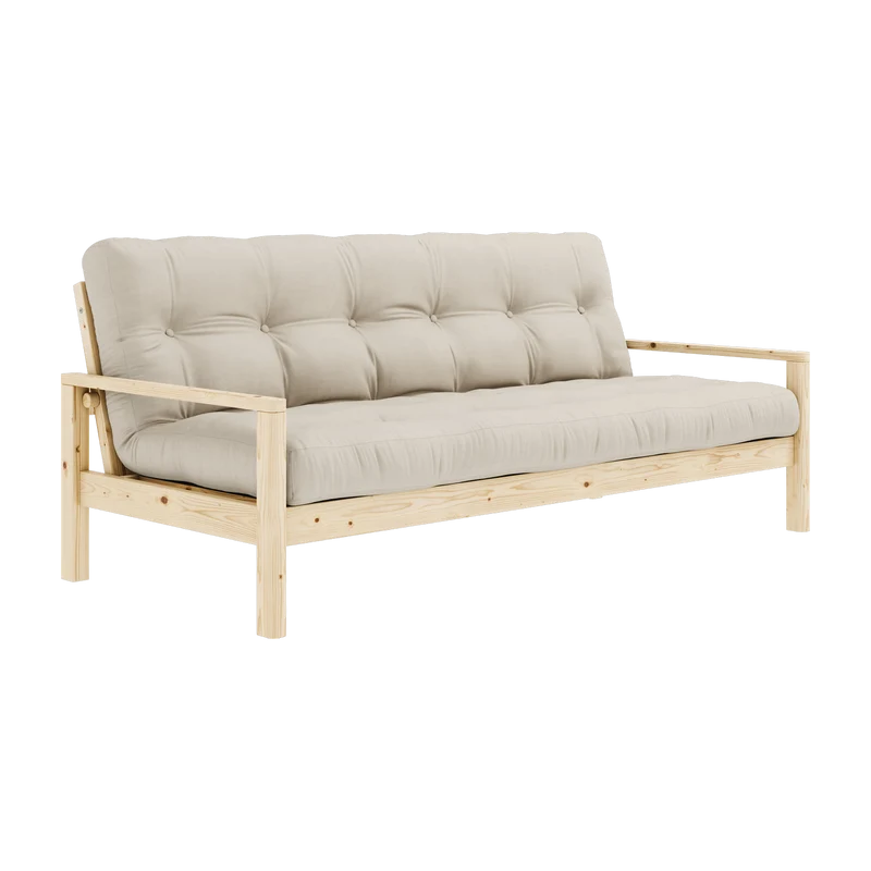 Canapé-lit en bois clair et tissu beige Knob - Karup Design