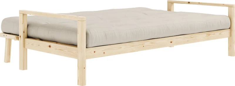 Canapé-lit en bois clair et tissu beige Knob - Karup Design