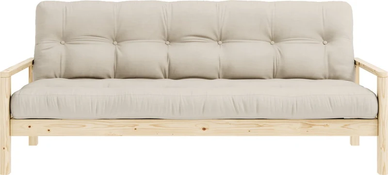 Canapé-lit en bois clair et tissu beige Knob - Karup Design