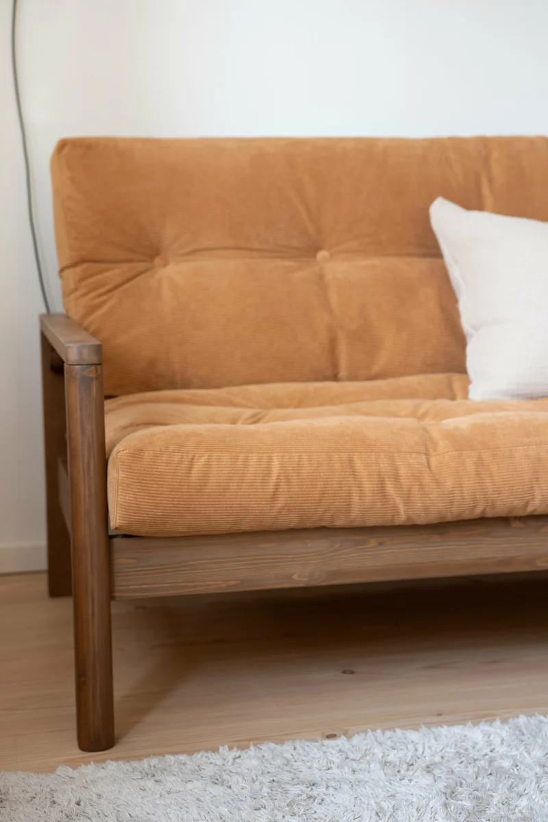 Canapé-lit en bois clair et tissu beige Knob - Karup Design