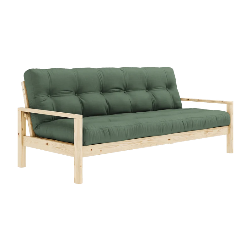 Canapé-lit en bois clair et tissu olive verte Knob - Karup Design