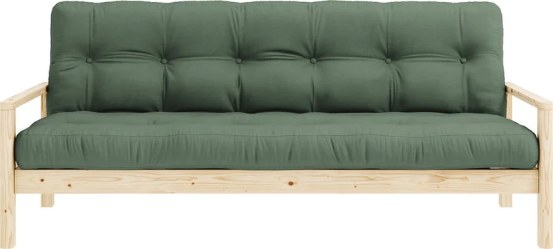 Canapé-lit en bois clair et tissu olive verte Knob - Karup Design