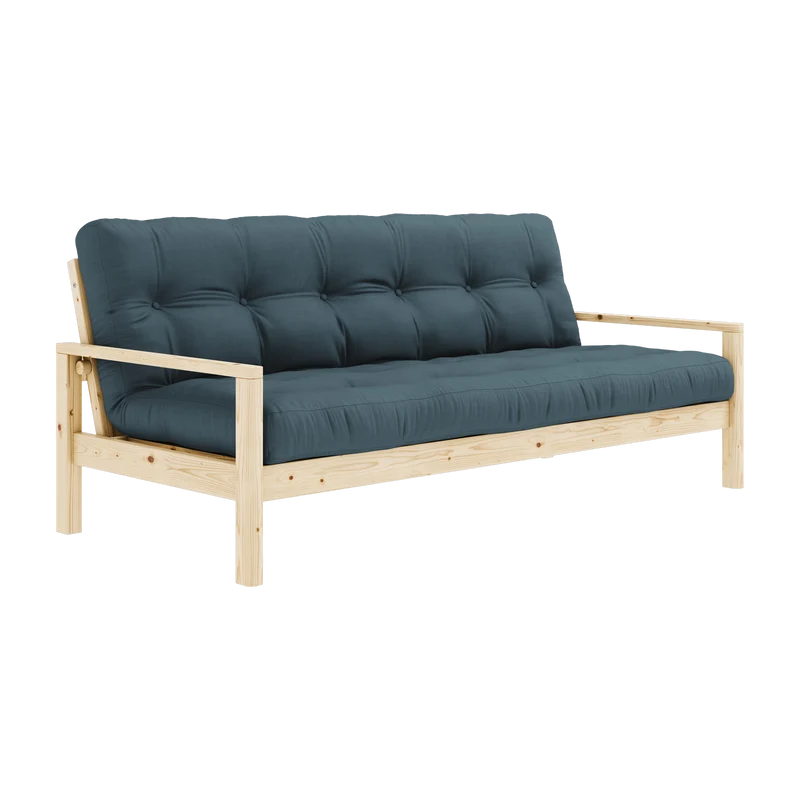 Canapé-lit en bois clair et tissu bleu pétrol Knob - Karup Design