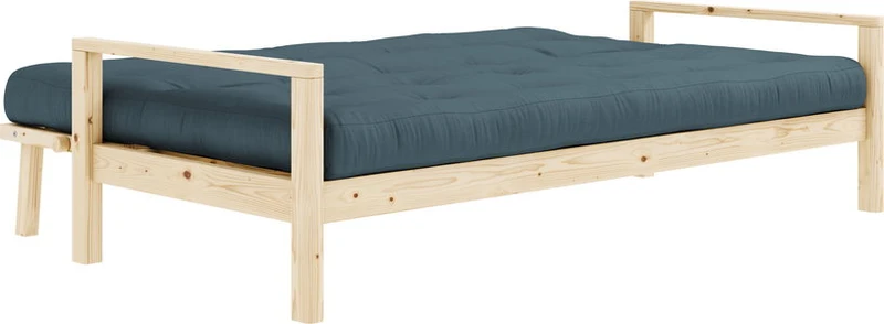 Canapé-lit en bois clair et tissu bleu pétrol Knob - Karup Design