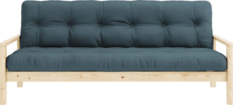 Canapé-lit en bois clair et tissu bleu pétrol Knob - Karup Design